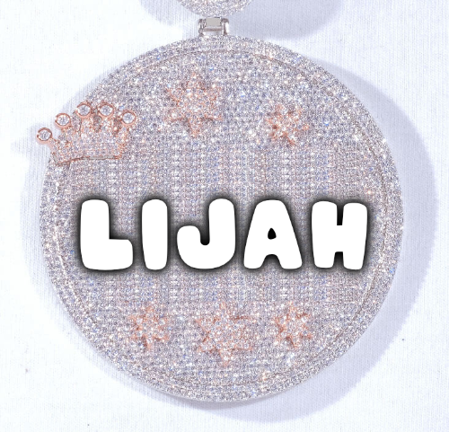 CUSTOM LETTER NECKLACE 3D BIG CROWN DISC
