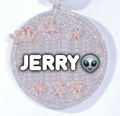CUSTOM LETTER NECKLACE 3D BIG CROWN DISC