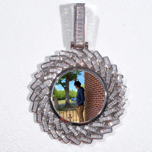 Large 3D Baguette Custom Picture Pendant