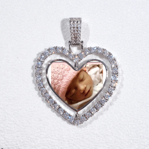 3D Spinning 2-Faced Heart Custom Picture Pendant