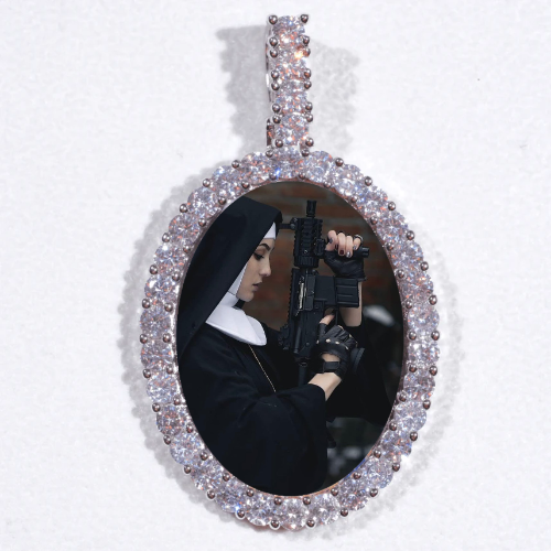 Large 3D Oval Custom Picture Pendant