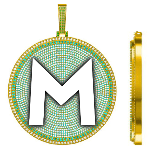 CUSTOM LETTER NECKLACE 3D BIG DISC