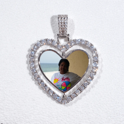 3D Spinning 2-Faced Heart Custom Picture Pendant