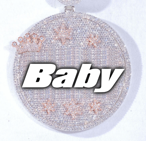 CUSTOM LETTER NECKLACE 3D BIG CROWN DISC