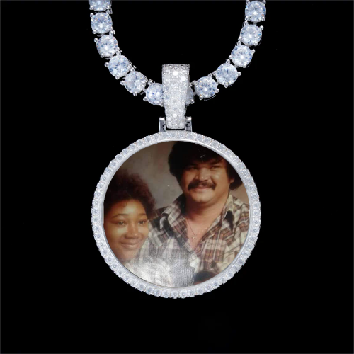 925S & VVS Moissanite 3D Circle Custom Picture Pendant