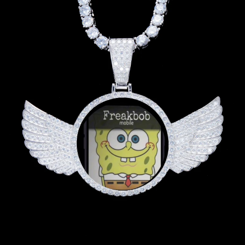 925S & VVS Moissanite 3D Wing Custom Picture Pendant