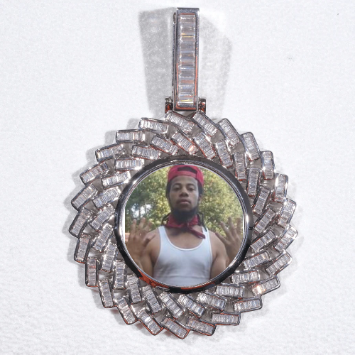Large 3D Baguette Custom Picture Pendant