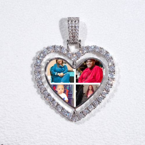 3D Spinning 2-Faced Heart Custom Picture Pendant