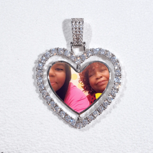 3D Spinning 2-Faced Heart Custom Picture Pendant
