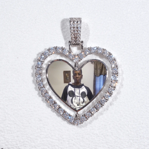 3D Spinning 2-Faced Heart Custom Picture Pendant
