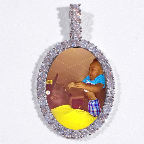 Large 3D Oval Custom Picture Pendant