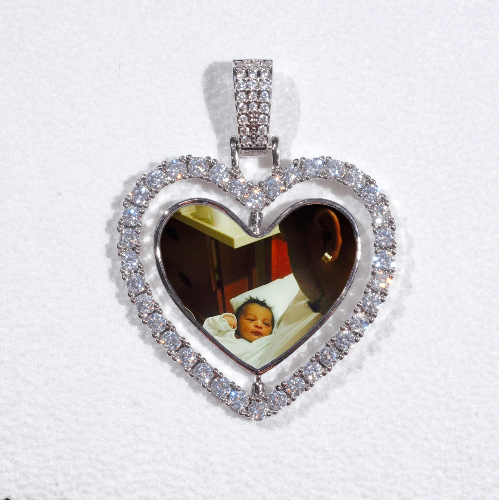 3D Spinning 2-Faced Heart Custom Picture Pendant
