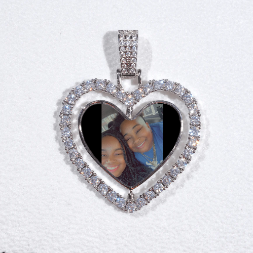 3D Spinning 2-Faced Heart Custom Picture Pendant