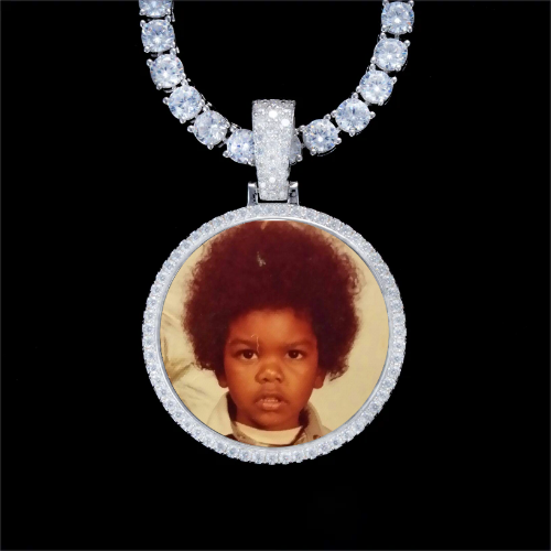 925S & VVS Moissanite 3D Circle Custom Picture Pendant