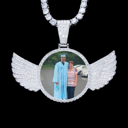 925S & VVS Moissanite 3D Wing Custom Picture Pendant