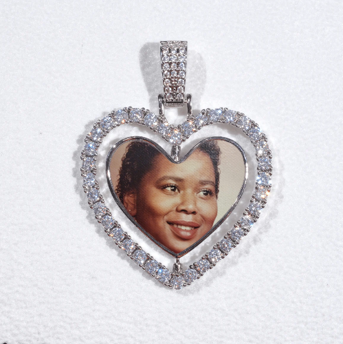 3D Spinning 2-Faced Heart Custom Picture Pendant