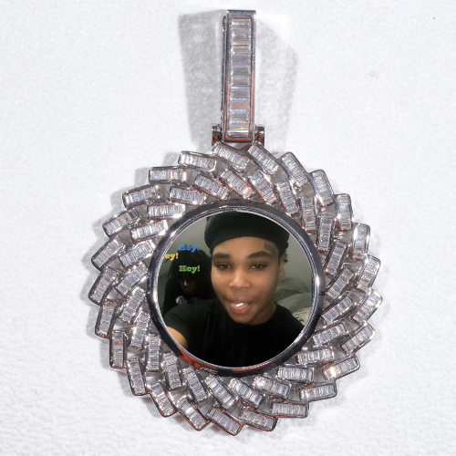 Large 3D Baguette Custom Picture Pendant