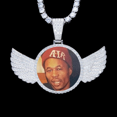 925S & VVS Moissanite 3D Wing Custom Picture Pendant