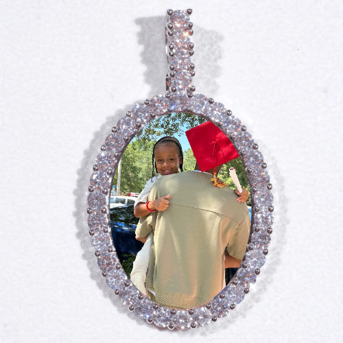 Large 3D Oval Custom Picture Pendant