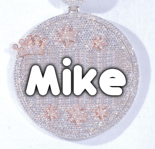 CUSTOM LETTER NECKLACE 3D BIG CROWN DISC