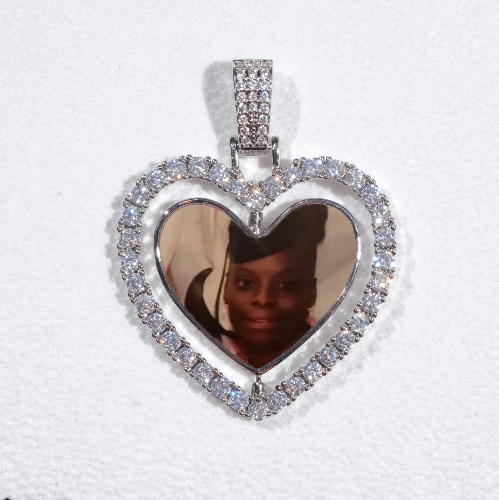 3D Spinning 2-Faced Heart Custom Picture Pendant
