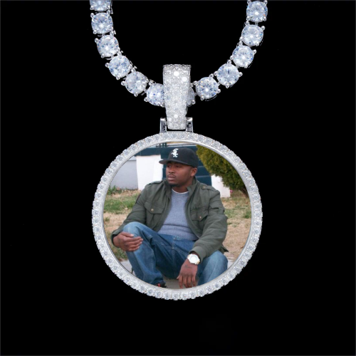 925S & VVS Moissanite 3D Circle Custom Picture Pendant