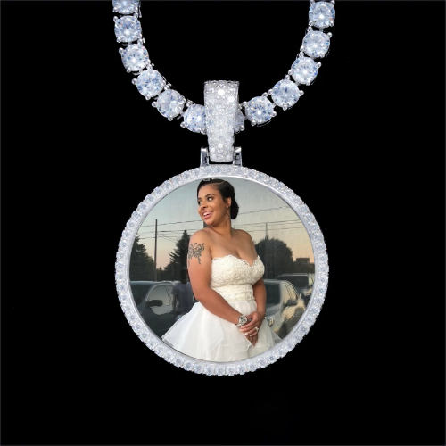 925S & VVS Moissanite 3D Circle Custom Picture Pendant