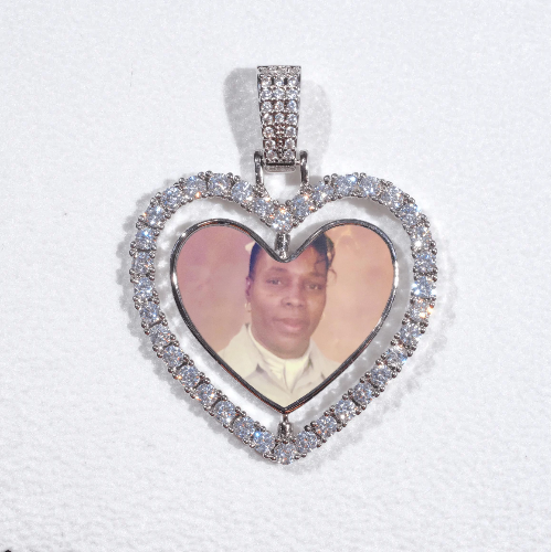 3D Spinning 2-Faced Heart Custom Picture Pendant