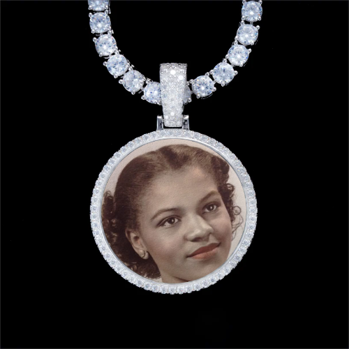 925S & VVS Moissanite 3D Circle Custom Picture Pendant
