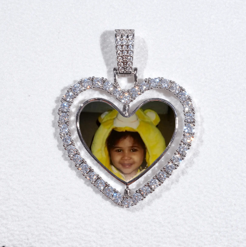 3D Spinning 2-Faced Heart Custom Picture Pendant