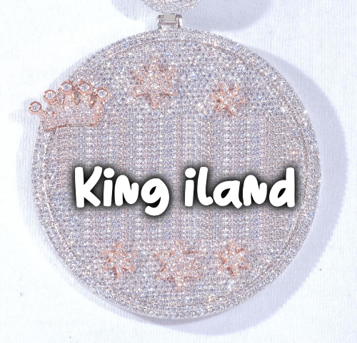 CUSTOM LETTER NECKLACE 3D BIG CROWN DISC