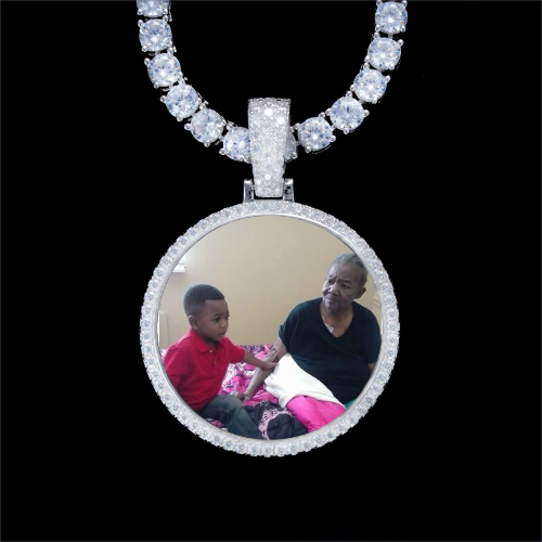 925S & VVS Moissanite 3D Circle Custom Picture Pendant
