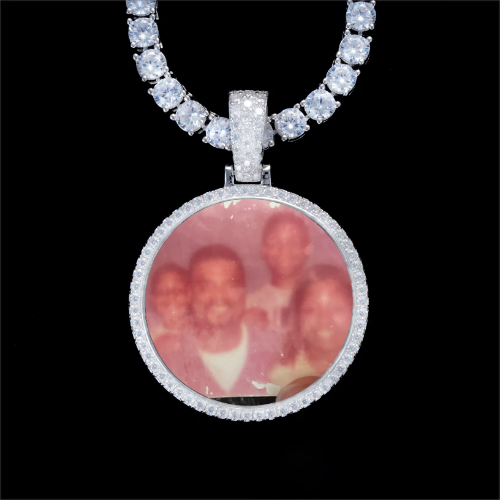 925S & VVS Moissanite 3D Circle Custom Picture Pendant