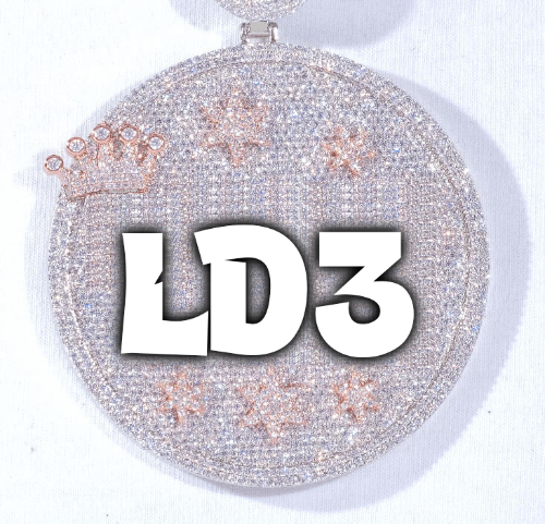 CUSTOM LETTER NECKLACE 3D BIG CROWN DISC