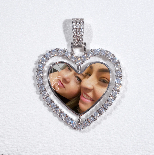 3D Spinning 2-Faced Heart Custom Picture Pendant