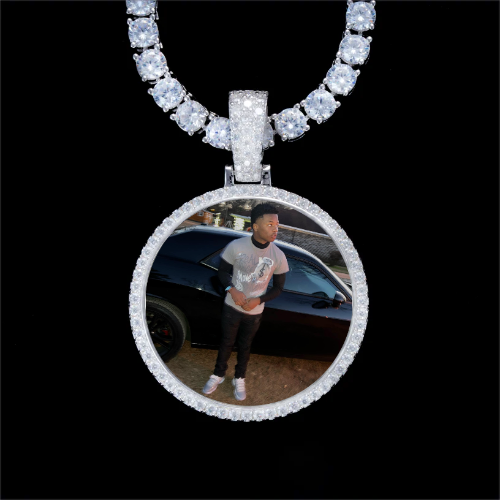 925S & VVS Moissanite 3D Circle Custom Picture Pendant