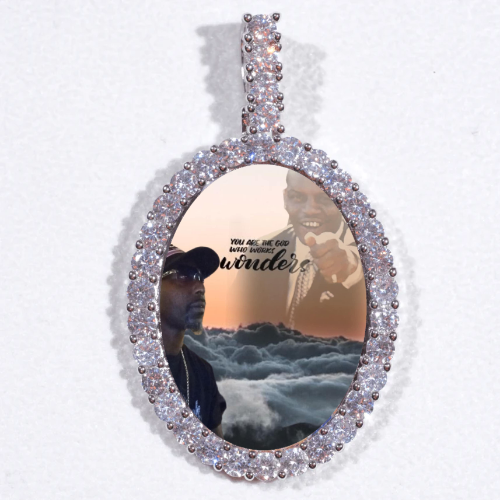 Large 3D Oval Custom Picture Pendant