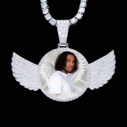 925S & VVS Moissanite 3D Wing Custom Picture Pendant