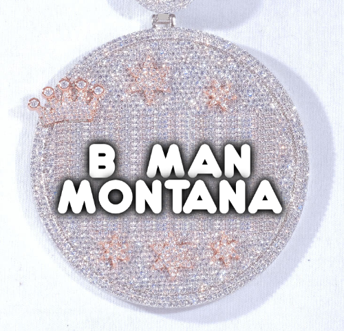 CUSTOM LETTER NECKLACE 3D BIG CROWN DISC