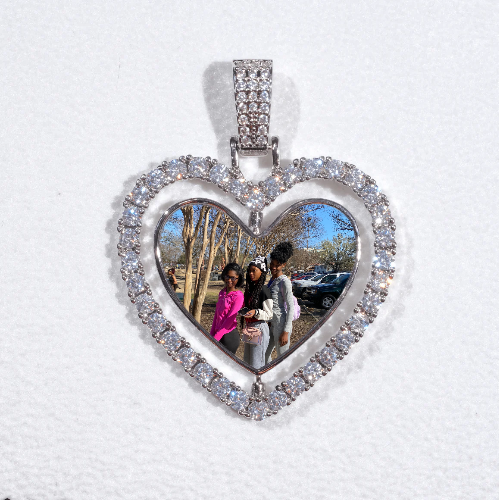 3D Spinning 2-Faced Heart Custom Picture Pendant