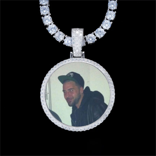 925S & VVS Moissanite 3D Circle Custom Picture Pendant