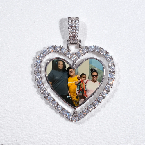 3D Spinning 2-Faced Heart Custom Picture Pendant