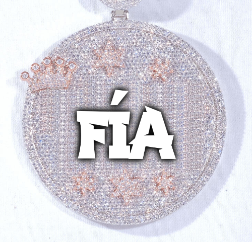 CUSTOM LETTER NECKLACE 3D BIG CROWN DISC