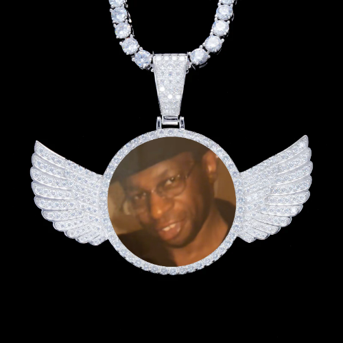 925S & VVS Moissanite 3D Wing Custom Picture Pendant
