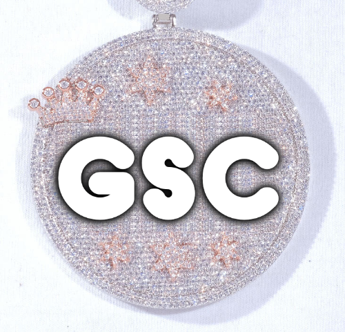 CUSTOM LETTER NECKLACE 3D BIG CROWN DISC