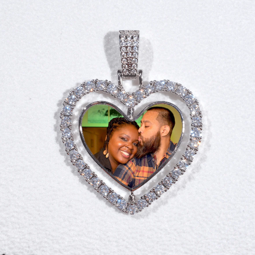 3D Spinning 2-Faced Heart Custom Picture Pendant