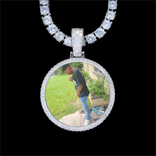 925S & VVS Moissanite 3D Circle Custom Picture Pendant