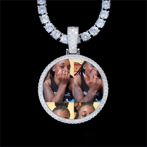 925S & VVS Moissanite 3D Circle Custom Picture Pendant
