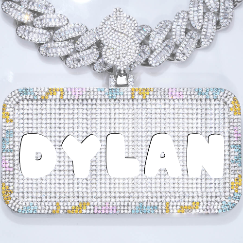 CUSTOM LETTER NECKLACE 3D COLORFUL SQUARE