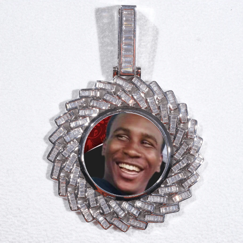 Large 3D Baguette Custom Picture Pendant